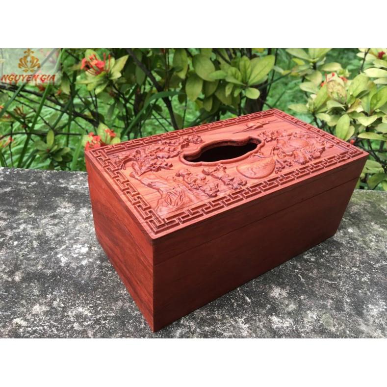 Hộp đựng giấy ăn gỗ phật di lặc -gỗ hương cao cấp