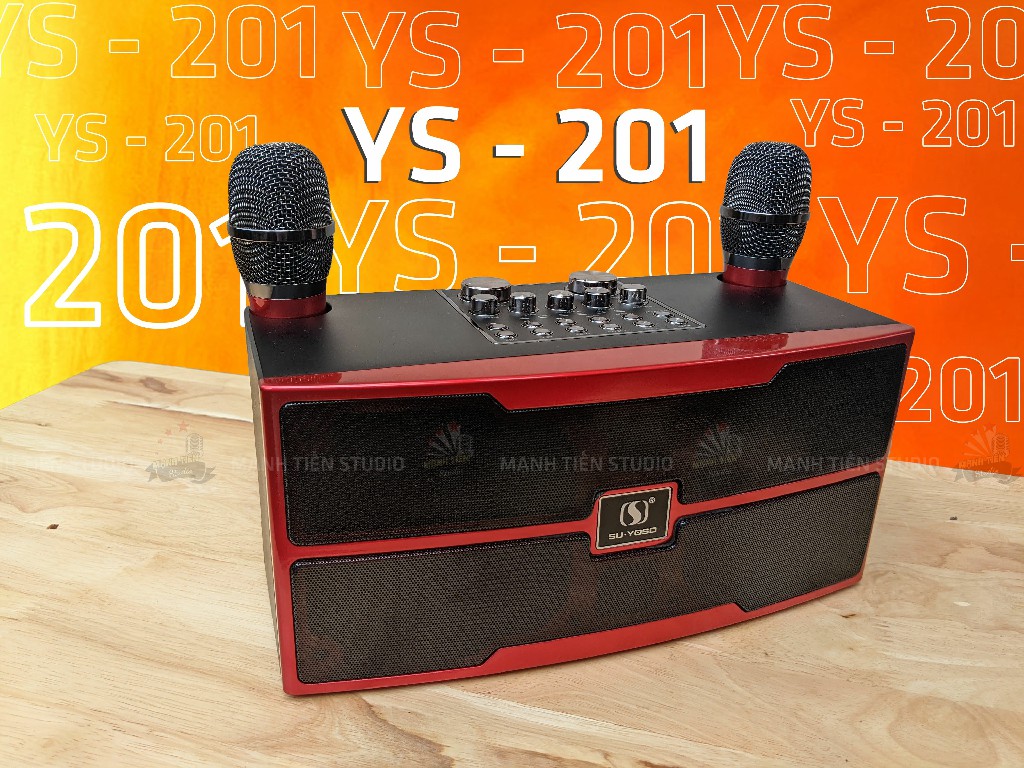 Loa bluetooth karaoke Su-Yosd YS-201 - Tặng kèm 2 micro không dây - Hiệu ứng đổi giọng, điều chỉnh echo, bass, treble, reverb, effect - Loa xách tay du lịch thời trang nghe nhạc, hát karaoke cực hay - Thiết kế hiện đại, sang trọng