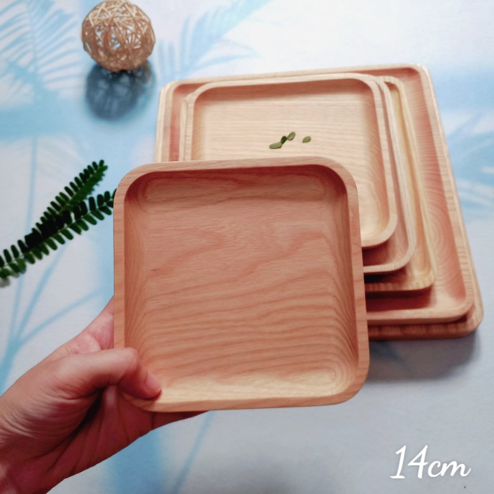 Đĩa Gỗ Tần Bì Hình Vuông Size 14/16/18/20/24/26cm, Khay Bày Hoa Qủa, Trà Bánh, Decor Chụp Ảnh Của Vitrapro