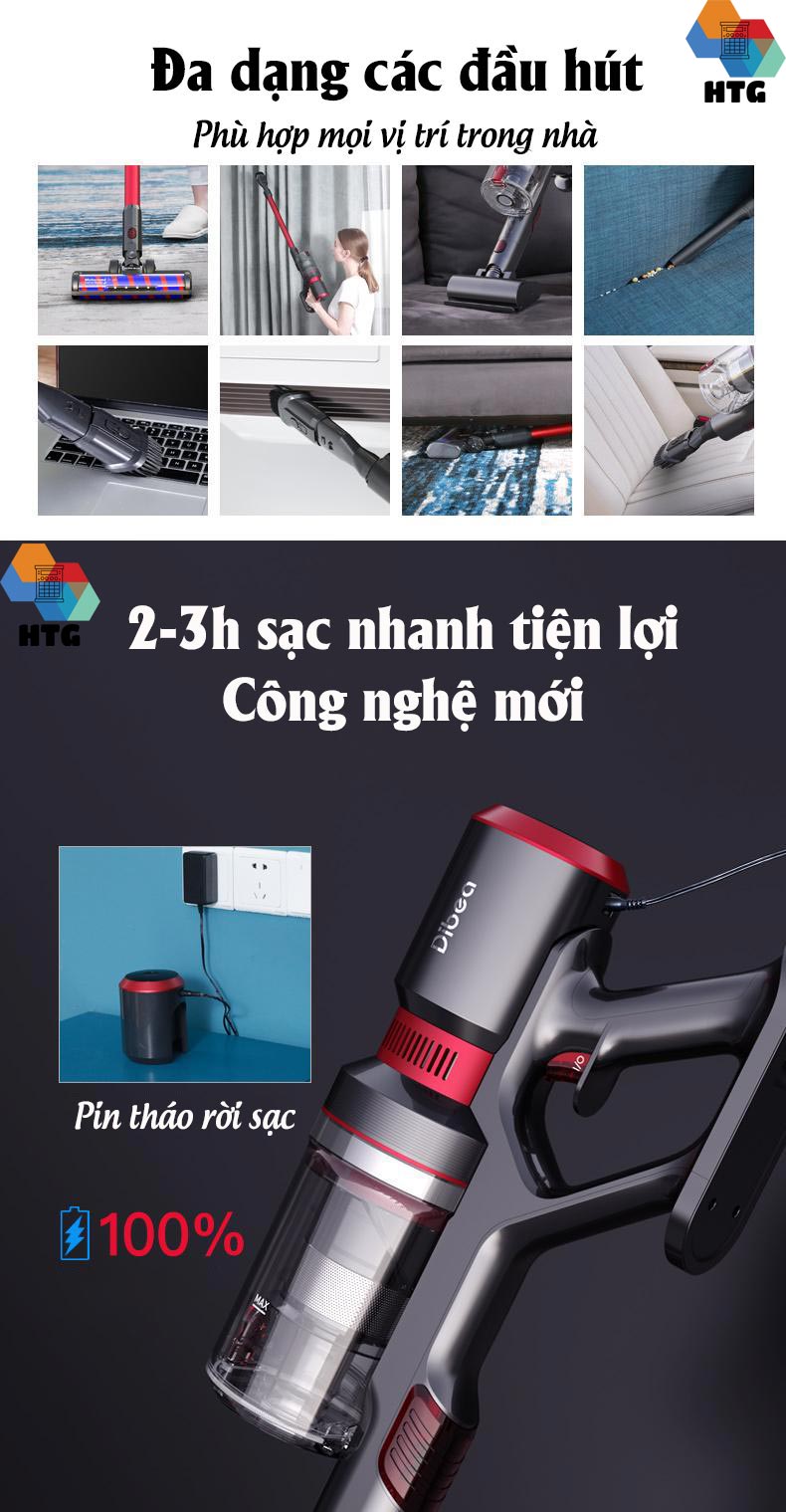 Máy hút bụi không dây Dibea F20Max Hàng Chính Hãng, hút và lau tiện lợi, giường nệm sofa diệt khuẩn UV