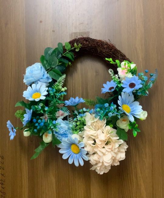 Vòng hoa giả treo cửa - đường kính 35 đến 45 cm - hoàn thiện y hình - Cây giả, hoa lụa Decor trang trí nhà cửa - Vòng hoa hồng
