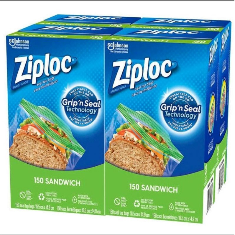 TÚI ZIPLOC ĐỰNG THỰC PHẨM CỦA MỸ ZIPLOC SANDWICH 145 TOTAL BAGS