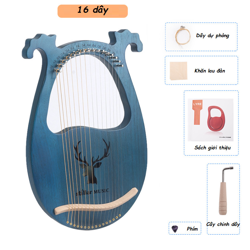 Đàn Lyre 16 dây đàn hạc Lyre Harp IME2275-MS005 Đầy đủ phụ kiện LOẠI 16 DÂY tặng đàn kalimba 17 phím gỗ nguyên khối Mahagony PJLIM72