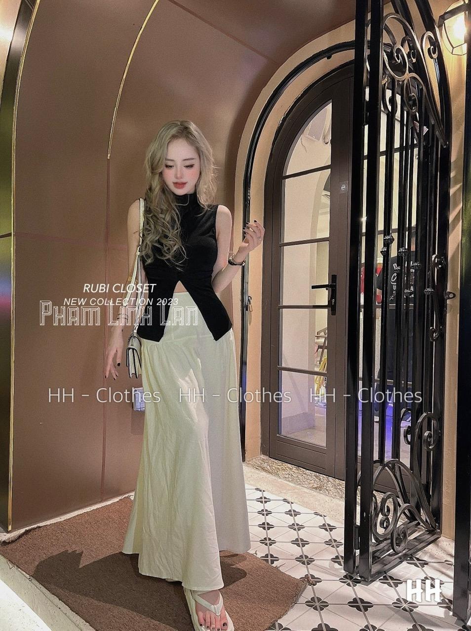SET ĐI CHƠI, SET 2 MÓN ÁO THUN KIỂU XẺ TRƯỚC PHỐI CHÂN VÁY DÀI CỰC KUTE