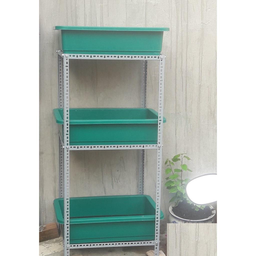 Kệ trồng rau sạch 3 tầng dùng cho 3 khay trồng rau 68x43cm