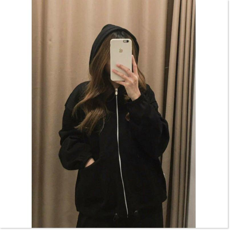 ÁO KHOÁC NỮ CÓ DÂY KÉO VÃI NỈ FORM RỘNG LANA FASHION
