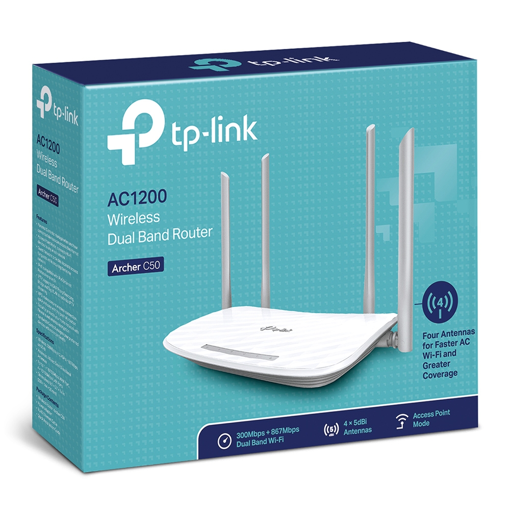 Hình ảnh Router Wi-Fi TP-LINK Băng tần kép, Tốc độ cao TP-LINK Archer C50 - Hàng chính hãng 