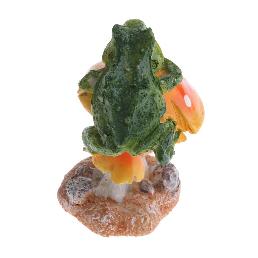 Resin Fairy Garden Ornament Miniature Home Decor - Frog Orange Mushroom