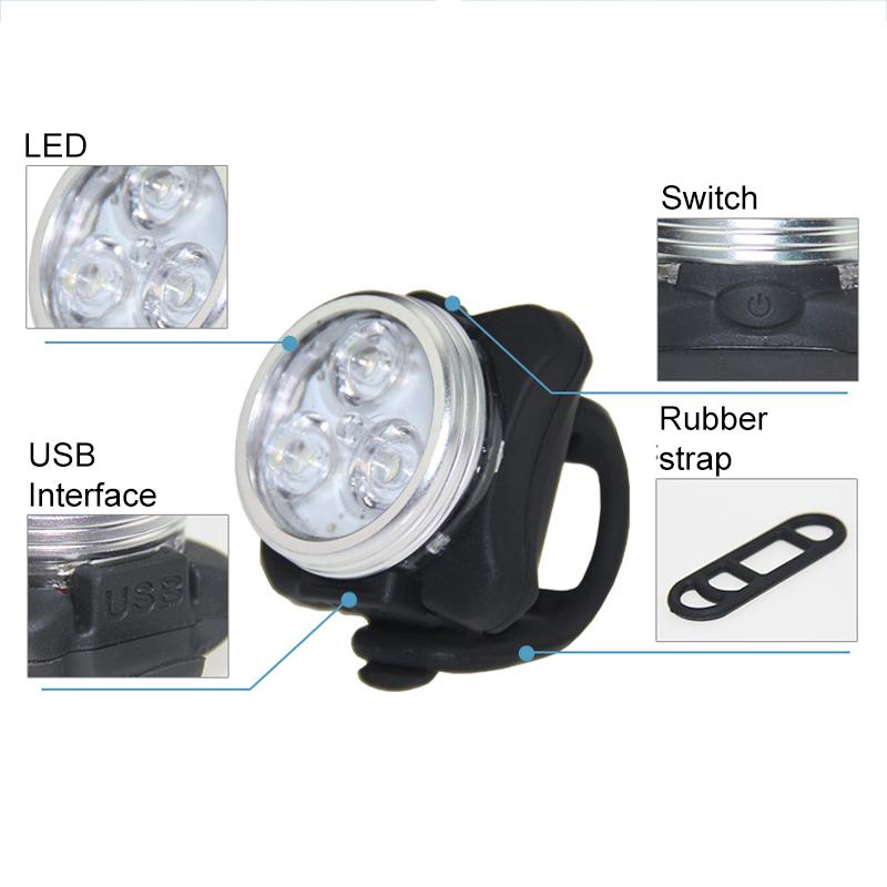 Đèn Led Chống Thấm Nước Sạc Usb Cho Xe Đạp