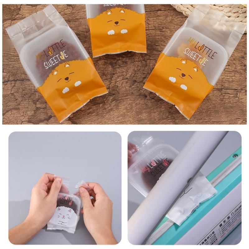Túi Đựng Bánh Quy Bánh Mì Snack Bánh Dứa Trong Suốt Hoa Văn Mèo Bông Tuyết