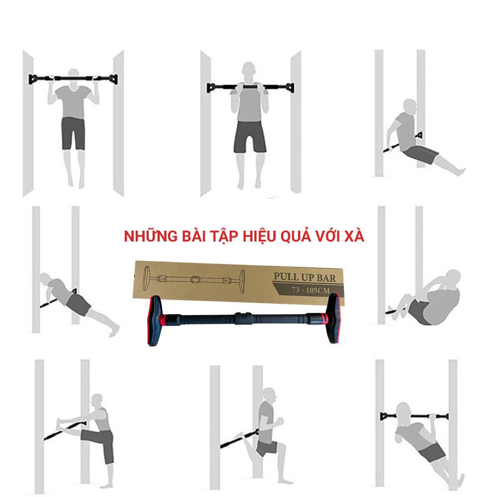 Xà Đơn Gắn Tường - YOGA QG, Làm Bằng Thép Chịu Lực Siêu Bền, Mặt Bám Rộng,  Có Thước Cân Bằng, Chốt Khóa An Toàn - Hàng chính hãng