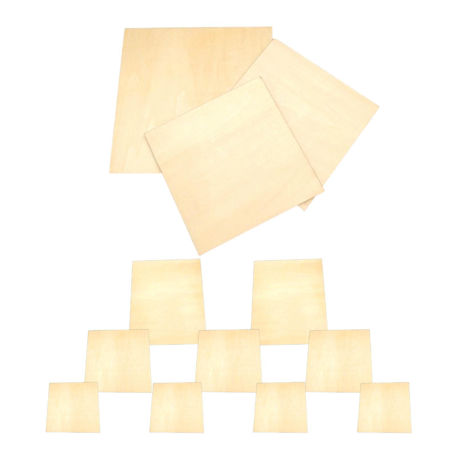 12Pcs/Set Wood Board Unfinished Panel Kit 3 Sizes Gallery Wood Veneer Sheets Art Boards Painting Board for Sand Table Model Painting Drawing