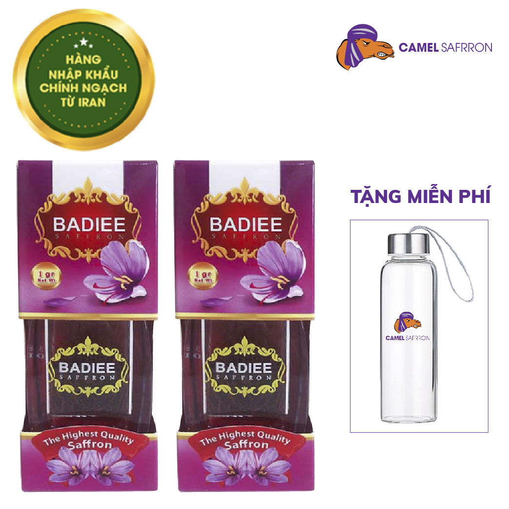 Nhụy Hoa Nghệ Tây Chính Ngạch Saffron Badiee Combo 2 hộp 1gram/hộp Tặng bình nước 300ml