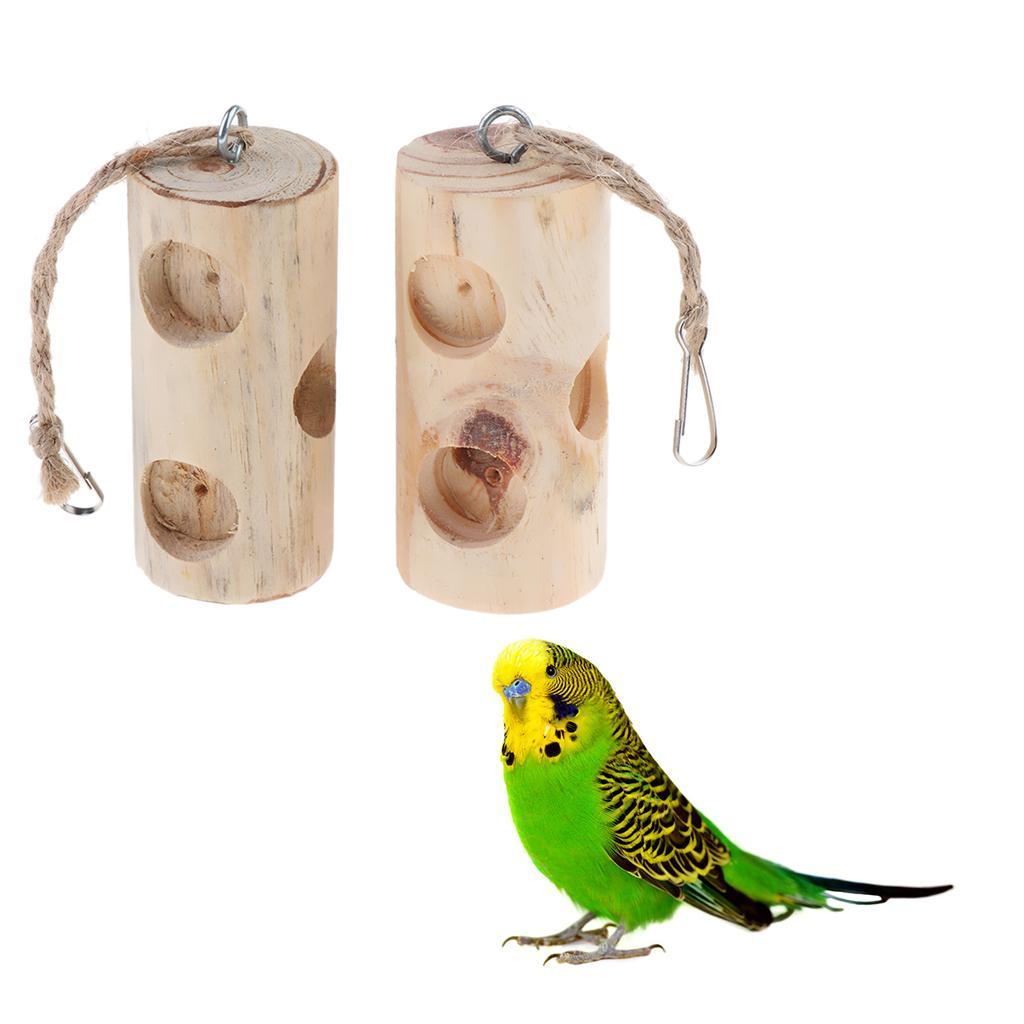 2 Pcs Wooden Hanging Swing Parakeet Cockatiel Conure Parrot Bird Cage Toys