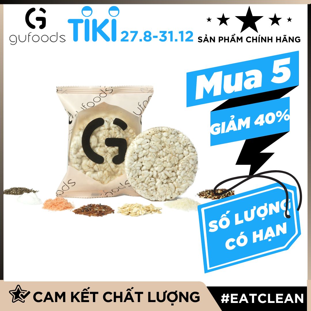 Bánh gạo lứt ăn kiêng GUfoods (35g = 4 bánh)  - Tập gym, giảm cân, thực dưỡng, eat clean