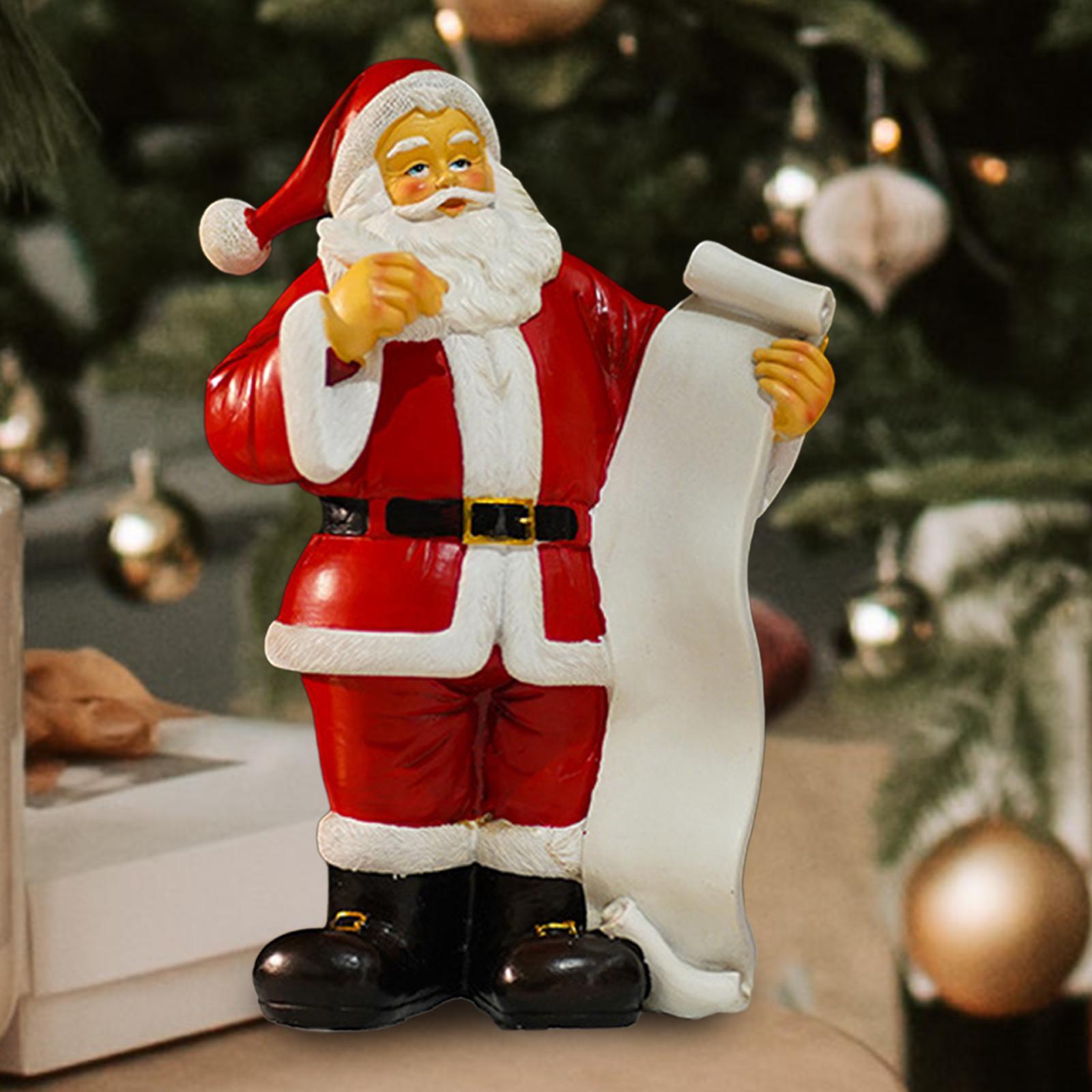 Santa Figurine Santa Claus Decorations Creative Xmas Party Ornament Gift Santa Statue Christmas Decoration for Fireplace Yard