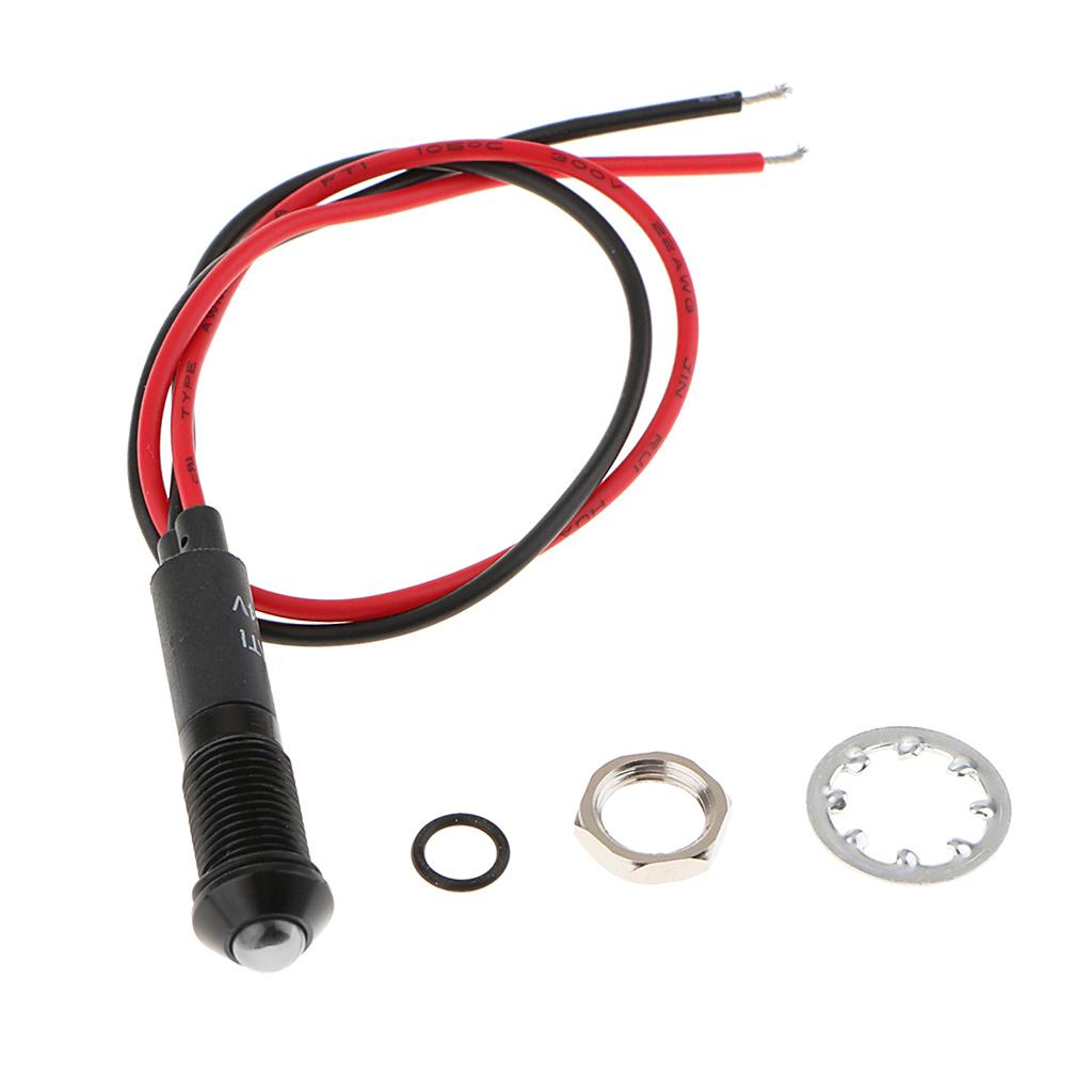 8mm 24V Car Motorcycle Metal White LED Indicator Light Lamp &