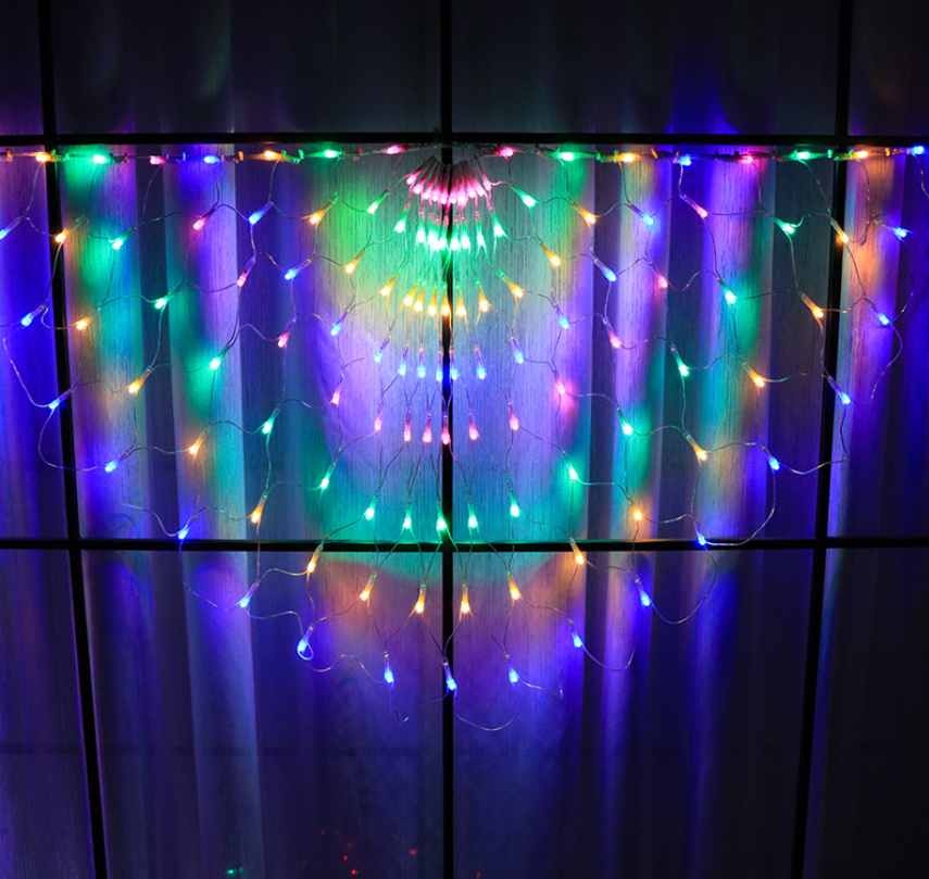 Dây đèn led rèm lưới đuôi công dây dài 3 mét gồm 420 bóng led chớp nháy nhiều màu trang trí nhà cửa, trang trí dịp lễ Noel