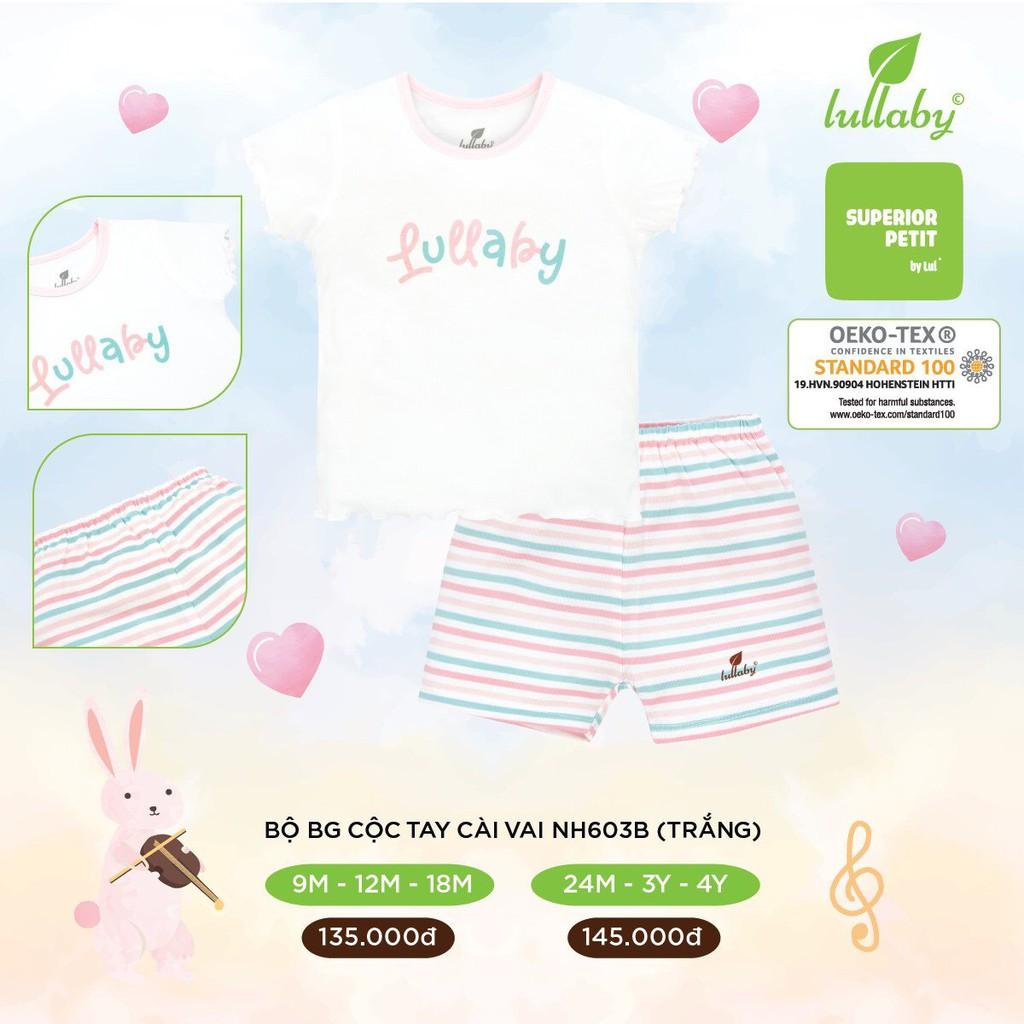 Bộ cộc tay Lullaby, bộ cài vai peptit bé trai, bé gái 0-4 tuổi cao cấp