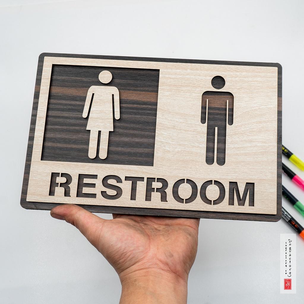 Bảng restroom gỗ dán cửa nhà vệ sinh SAN-TL01