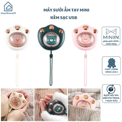 Máy Sưởi Ấm Tay Mini Hình Bàn Chân Mèo – Đồ Dùng Mùa Đông Sạc USB - HÀNG CHÍNH HÃNG MINIIN