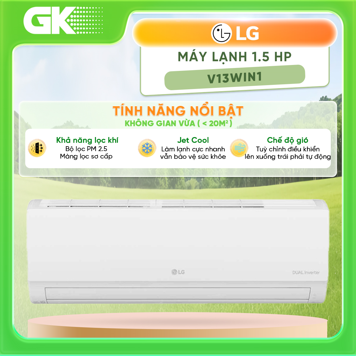 MÁY LẠNH LG V13WIN1  INVERTER 1.5HP THÁI LAN - HÀNG CHÍNH HÃNG (CHỈ GIAO HCM)
