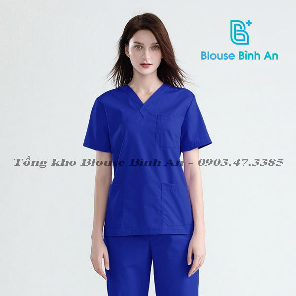 Bộ Blouse/Scrubs Xanh Dương/Xanh đoàn dành cho Y Tế - Spa Vải cotton lạnh hàn quốc cao cấp - Blouse Bình An