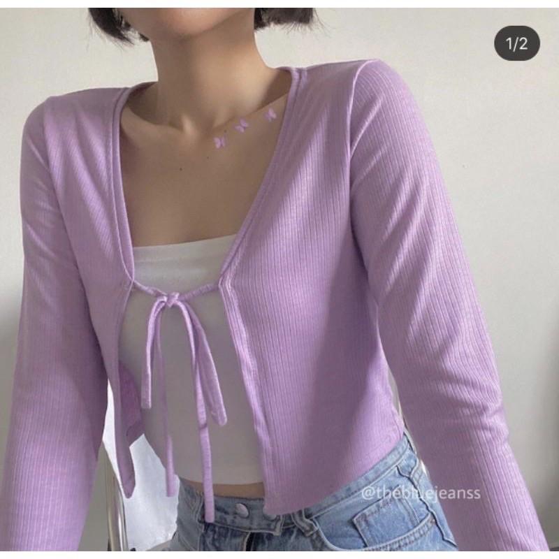 – Áo khoác kiểu cardigan cột nơ (Kèm ảnh thật)