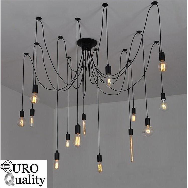 Đèn trang trí trần nhà dây nhện Euro Quality + kèm 10 bóng 4W tia dây tóc sang trọng