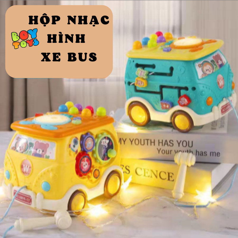 Hộp nhạc đa năng 6 mặt có đàn, nhạc, hình khối giúp bé phát triển tư duy và nhận biết màu sắc