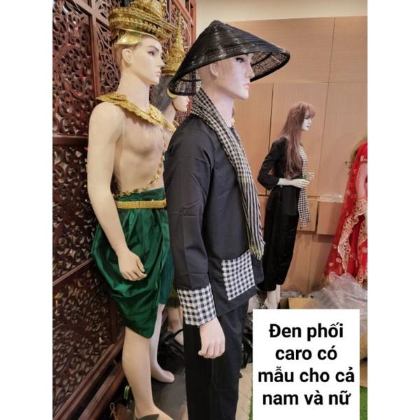 (Kèm khăn rằn) Bà Ba Nam Đen phối sọc Caro vải Kate đẹp mắt, mát mẻ, ít nhăn, thấm mồ hôi tốt