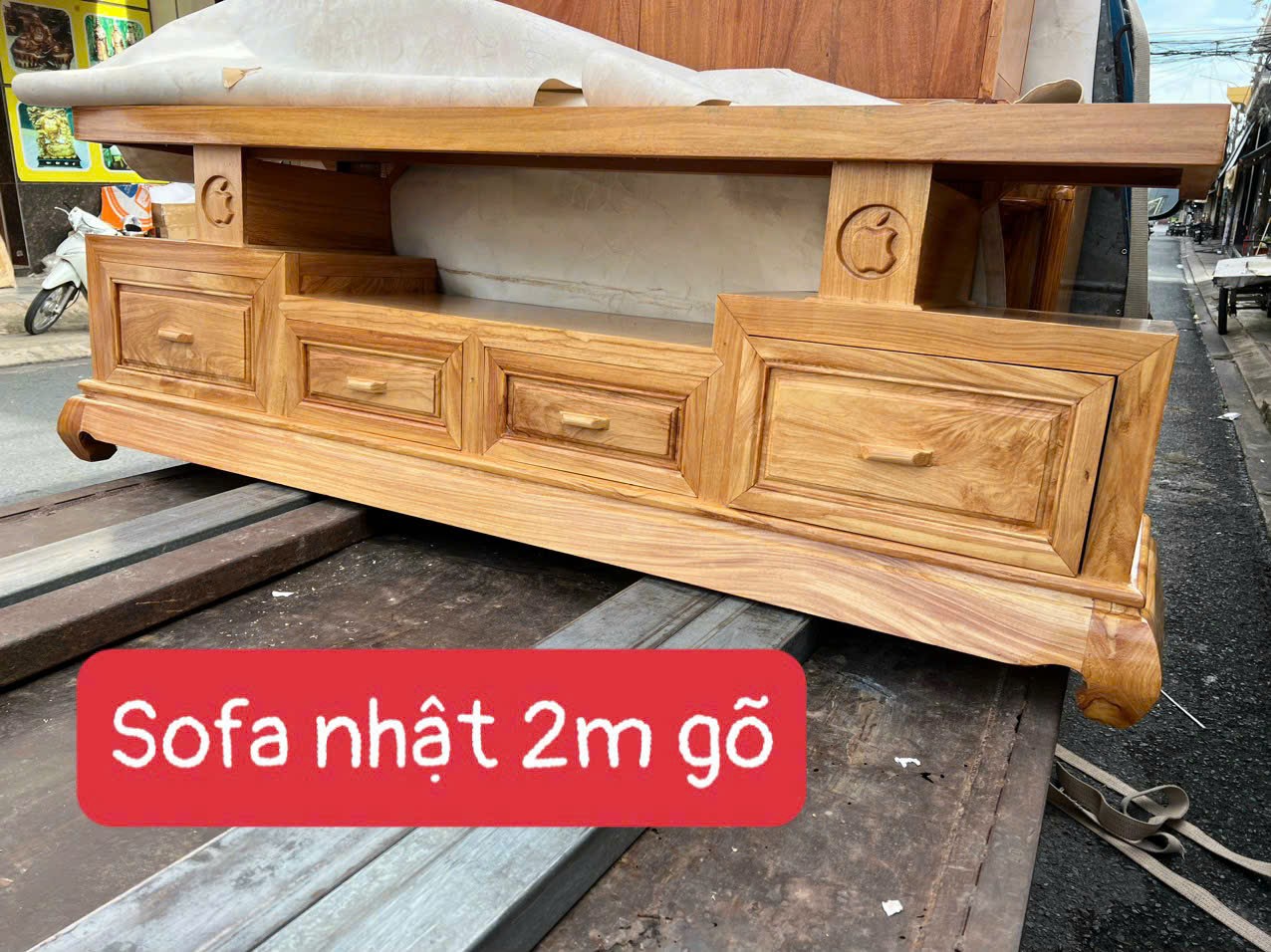Kệ cóp tivi sofa nhật gỗ gõ đỏ-Ngang 1m6-1m8-2m