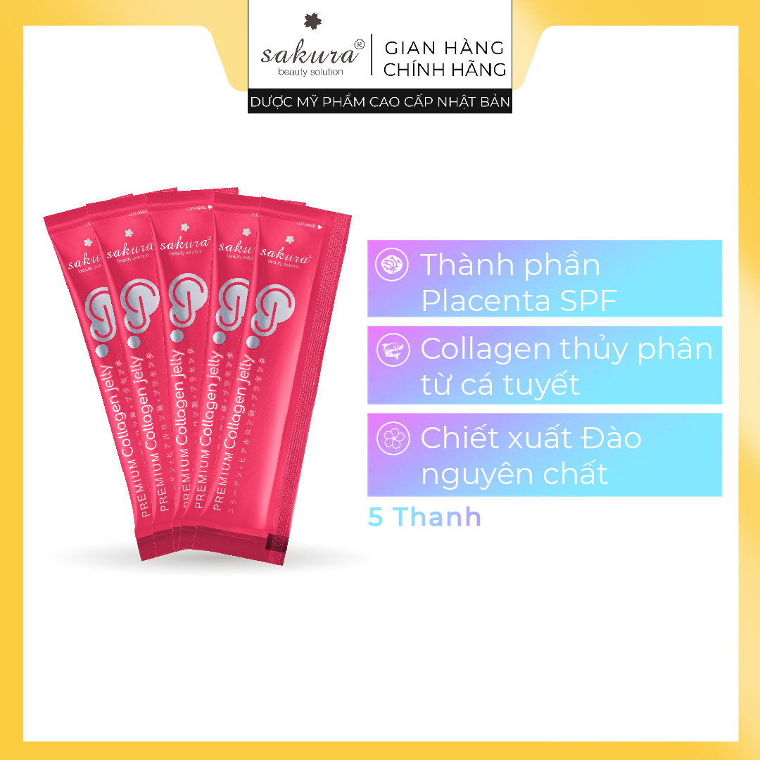 5 thanh Thạch Collagen Dưỡng Nhan Sakura Premium Collagen Jelly Placenta SPF 50