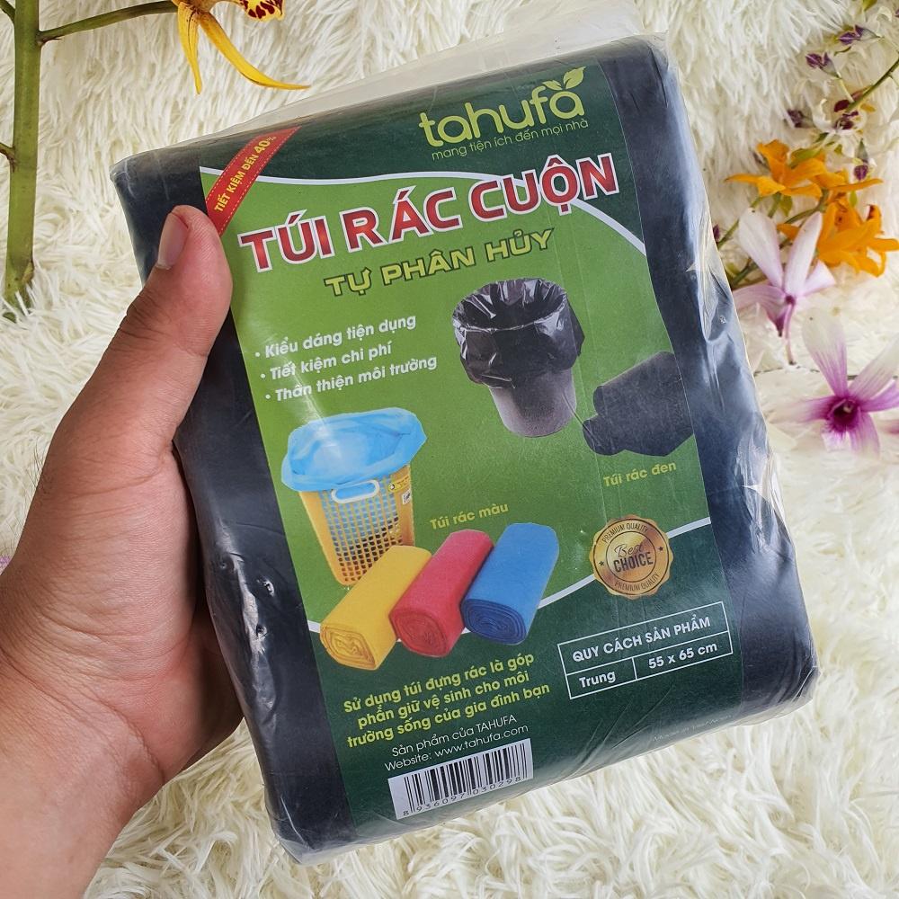 SET 3 CUỘN Túi rác cuộn tự phân huỷ TAHUFA (túi 3 cuộn/1kg) siêu dày siêu dai không sợ thủng rách