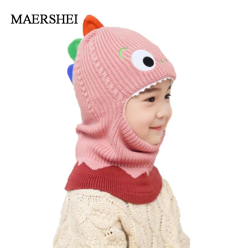 Bé Đan Nón Mùa Thu Đông Trẻ Em Khăn Mũ Bộ Khủng Long Bé Gái Bé Trai Ấm Beanies