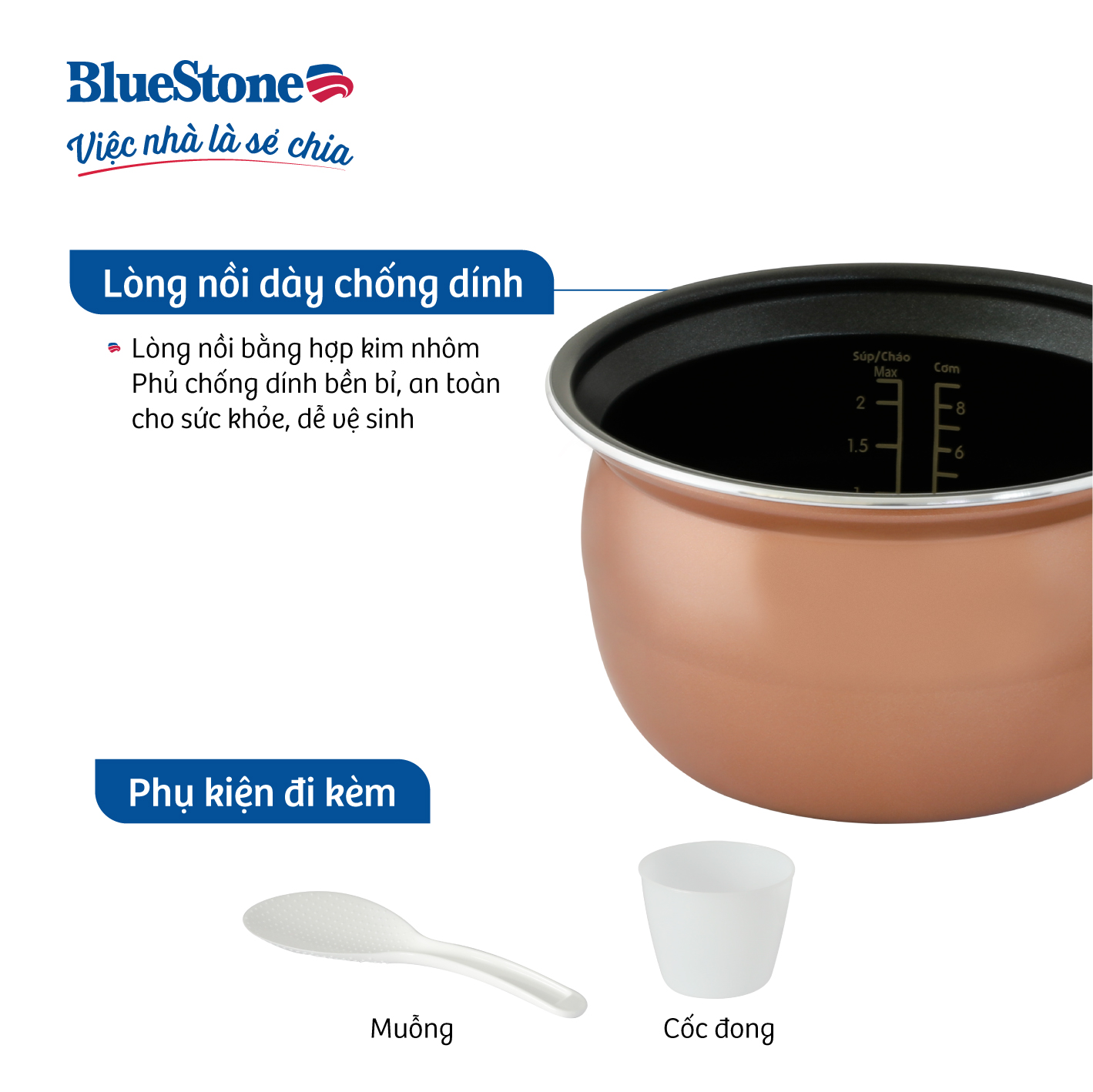 Nồi Áp Suất Điện Bluestone PCB-5648, 900W-5.0Lit, 13 Chế Độ Tự Động, Hàng Chính Hãng