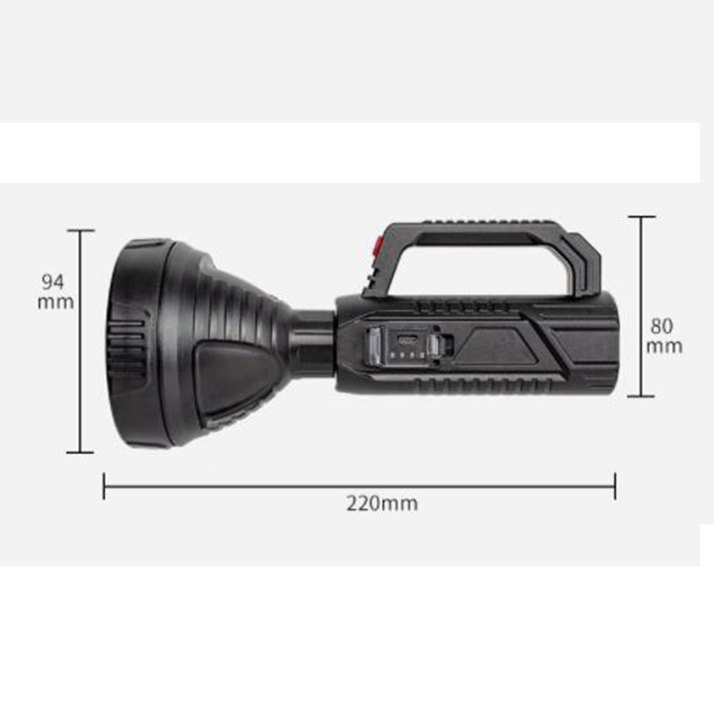 Rechargeable Torch LED Handheld Portable Searchlight Outdoor Flashlight Long Shots Lamp for Hunting Hiking Camping Black