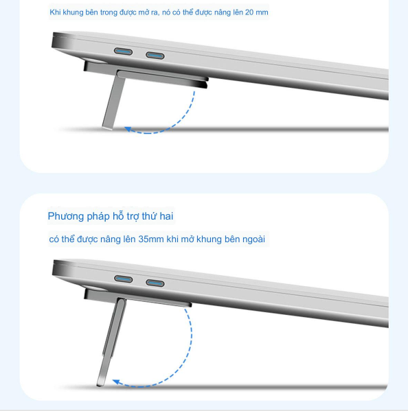 Đế giữ laptop gấp gọn tản nhiệt tốt cho laptop giữ tư thế làm việc đúng MTec Design nhôm nguyên khối