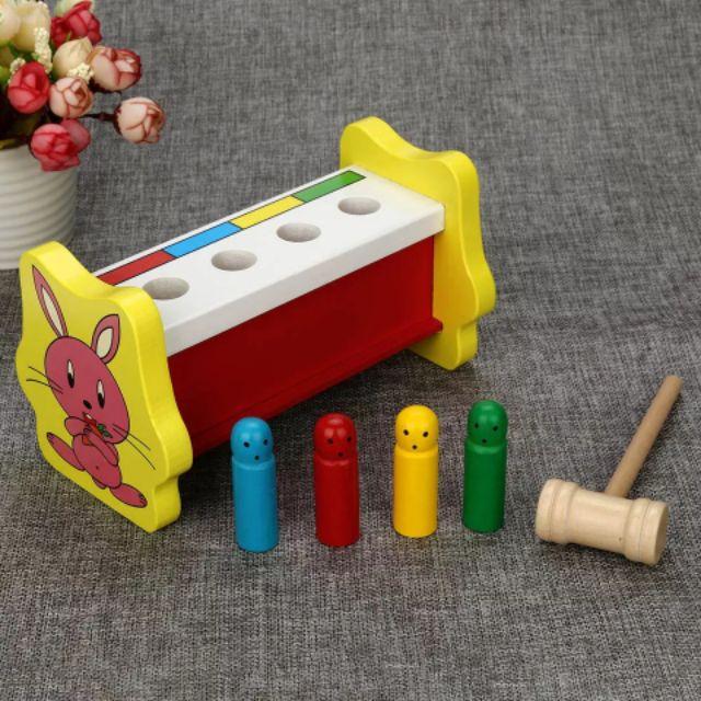 Đồ chơi gỗ đập chuột hình thỏ đồ chơi thông minh rèn vận động tinh cho bé