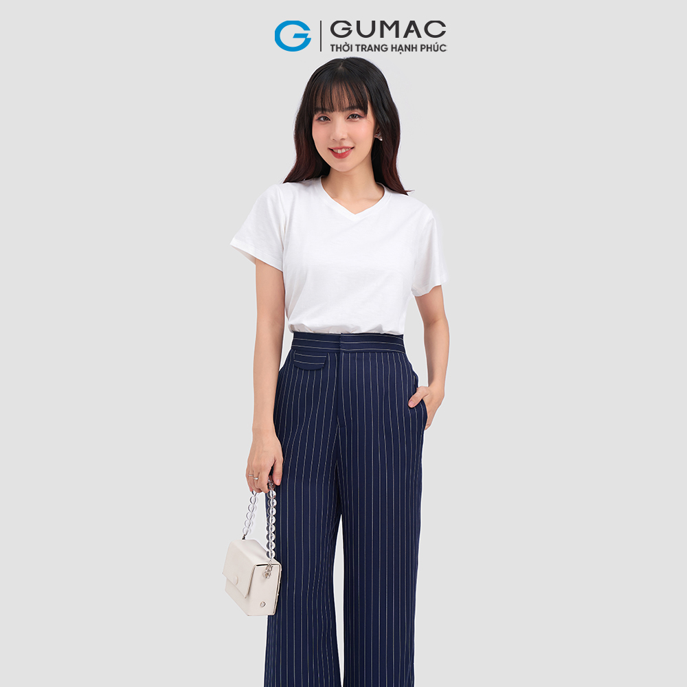 Quần tây GUMAC LQ1101 kẻ sọc ống rộng thanh lịch