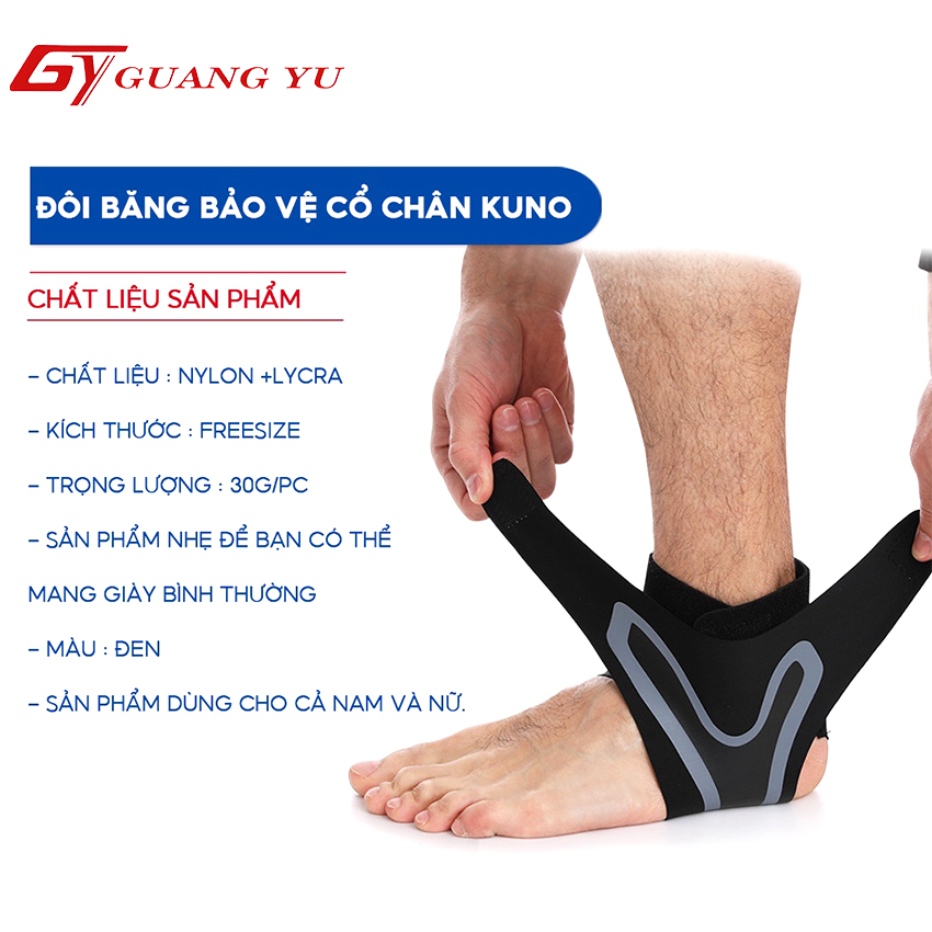 Băng bảo vệ cổ chân GUANG YU , mắt cá chân hỗ trợ và bảo vệ đảm bảo sự linh hoạt trong thể thao màu đen một đôi