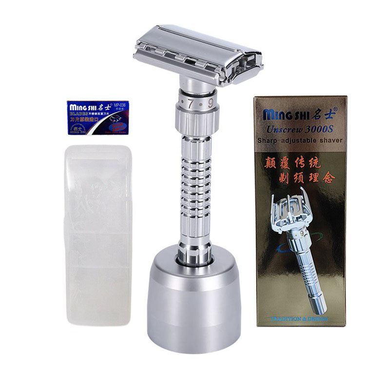Bộ dao cạo râu cầm tay 3000S, kẹp hình bướm, chỉnh độ sắc 9 cấp + 5 lưỡi dao và hộp đựng