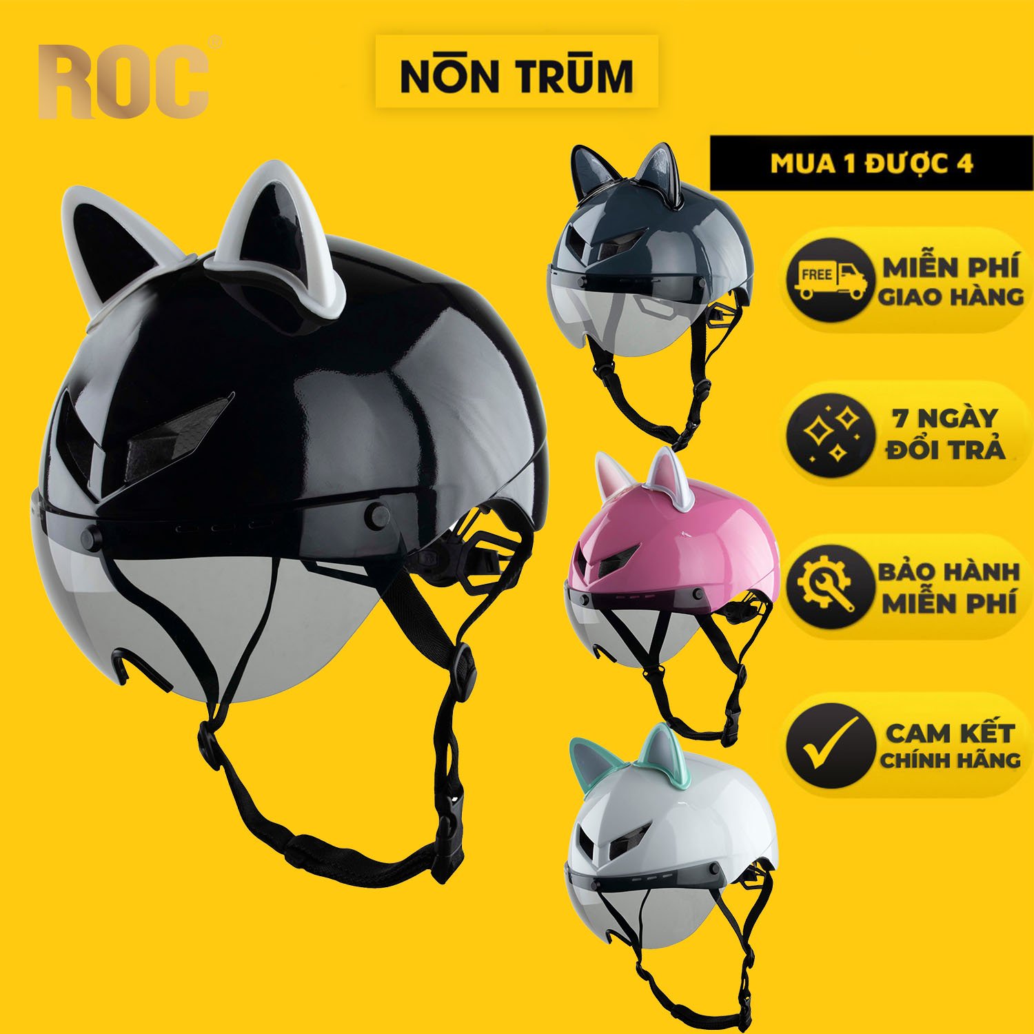 Mũ bảo hiểm xe đạp thể thao ROC R16 đuôi nhọn, siêu nhẹ kèm kính hít nam châm