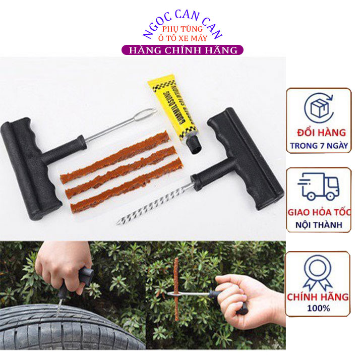 Bộ Dụng Cụ Vá Xe Không Ruột Dùng Cho Xe Máy Ô Tô, tiện lợi, sử dụng đơn giản