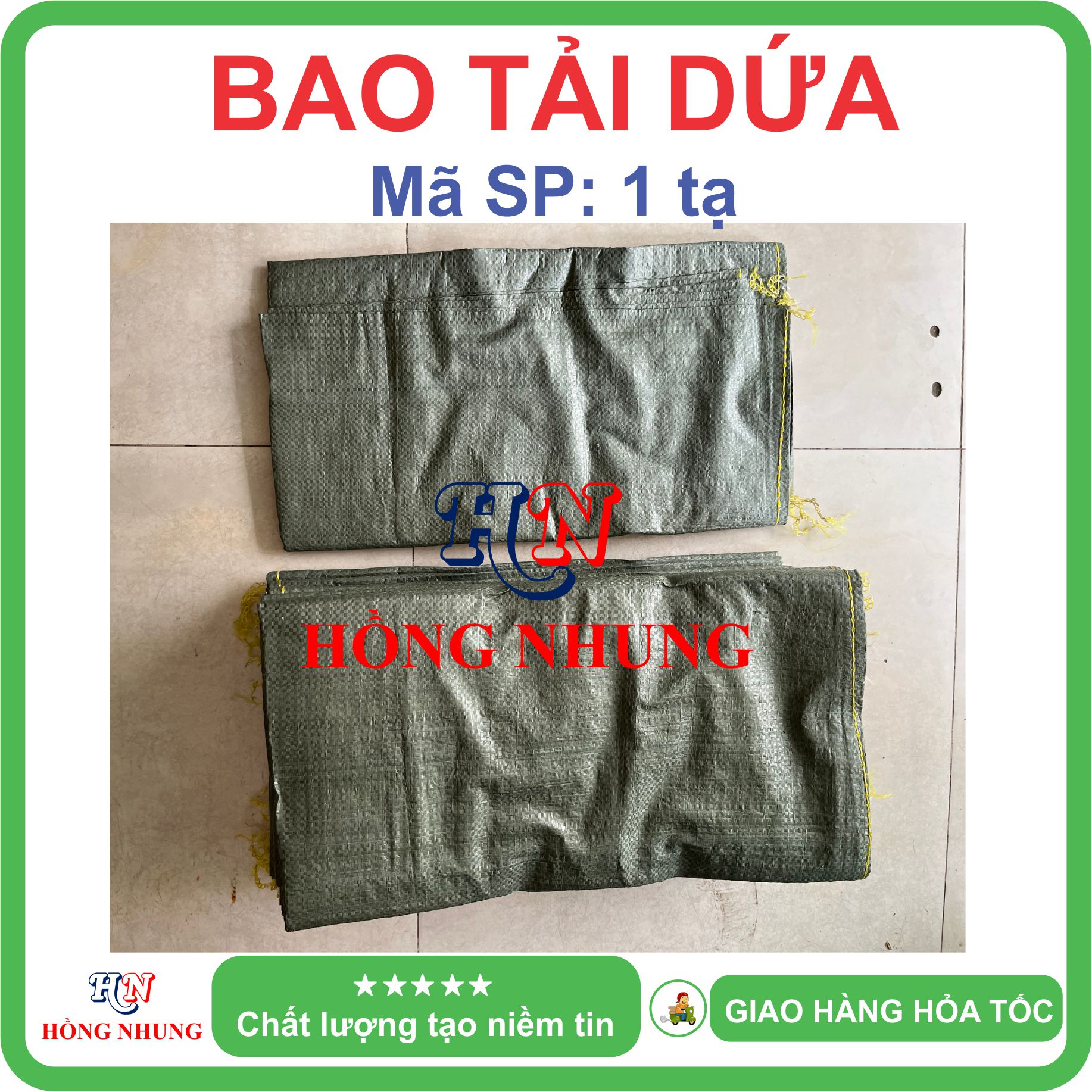 [SÉT] COMBO 5 Bao tải dứa 2 tạ / 1,5 tạ / 1,2 tạ / 1 tạ chuyên đóng hàng - Chất liệu nilon dai, bền đẹp, chắc chắn.