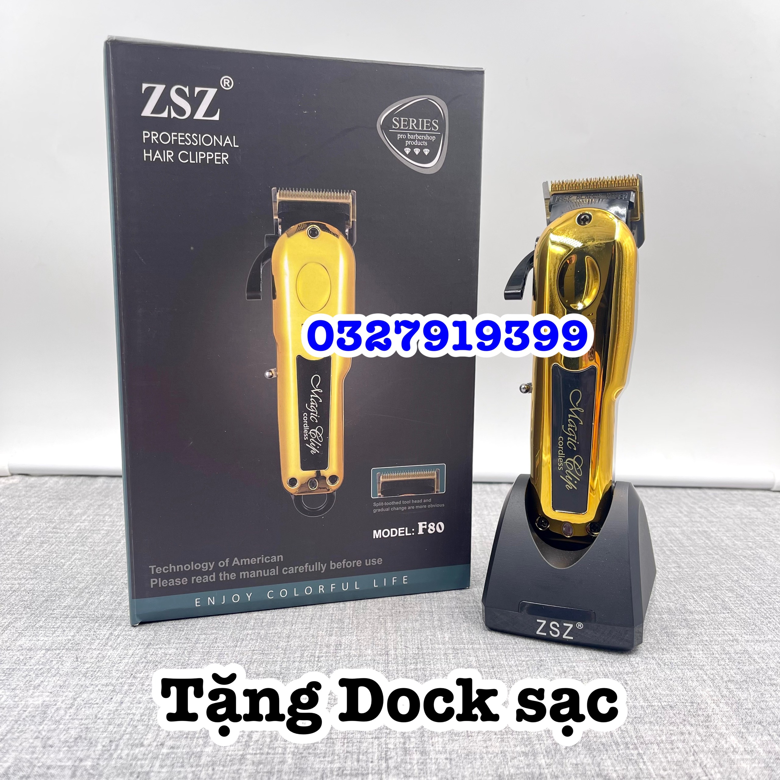 Tông đơ cắt tóc cao cấp ZSZ F80 - tặng Dock sạc