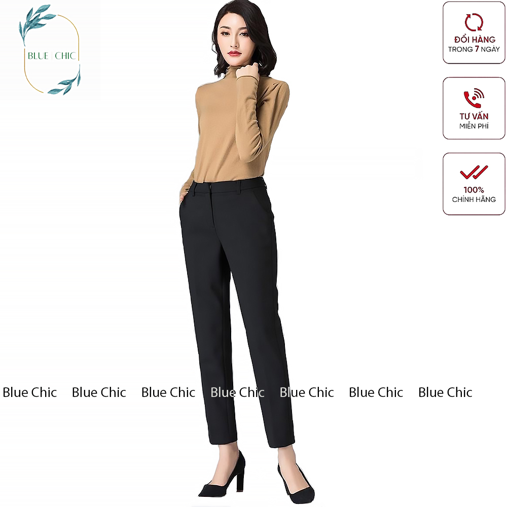 Quần tây nữ Blue Chic lưng cạp cao đồ âu công sở đi học đẹp form dáng chuẩn màu đen