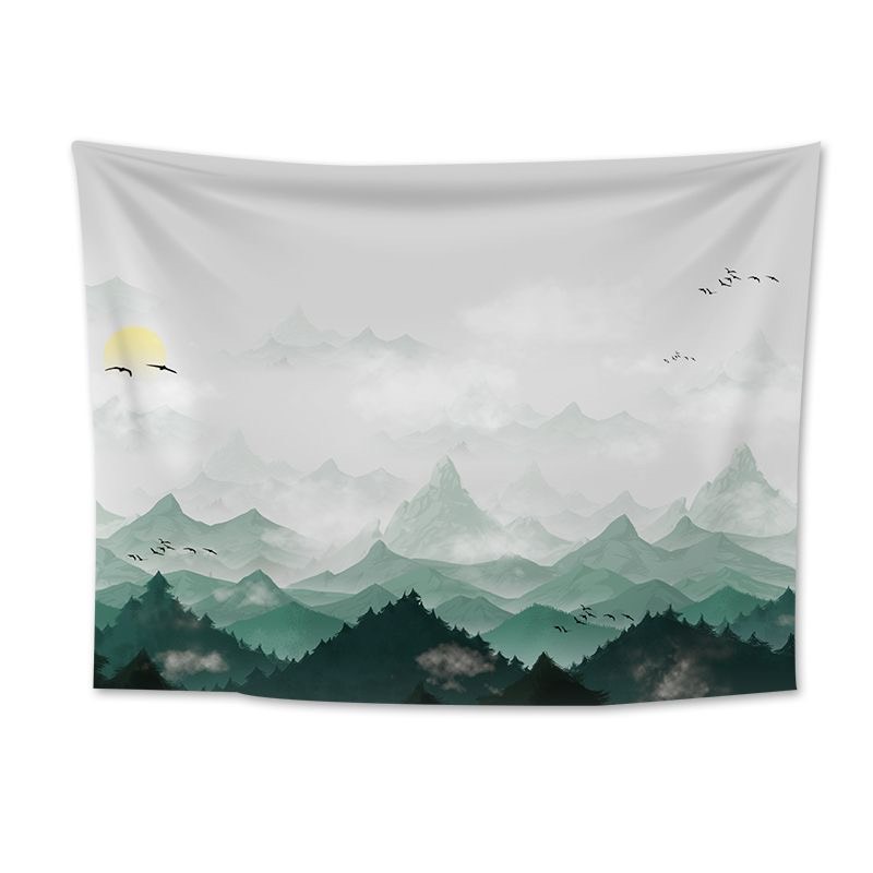 Rèm Vải Khoen Lỗ, Khoen Ri Đô, Rèm Dán NÚI XANH Vải Dày Khả Năng Chống Nắng Cao