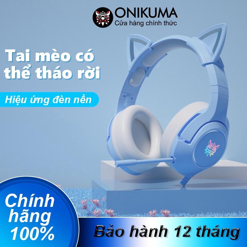 ONIKUMA K9 Tai nghe chơi game chụp tai có mic với tai mèo có thể tháo rời cho điện thoại máy tính xách tay PC/PS4 [Hàng chính hãng]