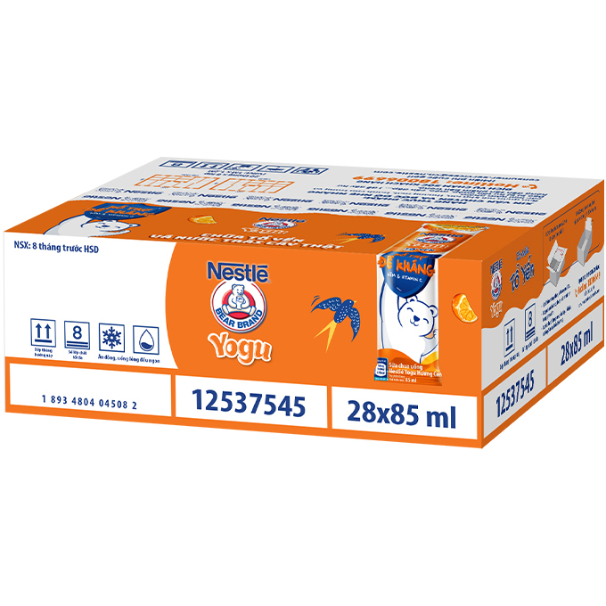 Thùng 28 gói Sữa chua Tổ Yến Nestlé Yogu Gấu Hương Cam 28x75ml